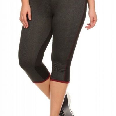 Shosho Plus Sz 2-Tone Capris Workout Leggings Contrast Trim Detail X7CP10 XL